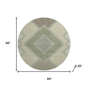 HomeRoots 8' X 10' Stylish Green and Gray Geometric Area Rug - Durable, Washable, UV-Protected & Stain-Resistant 718296