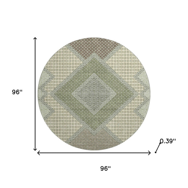 HomeRoots 8' X 10' Stylish Green and Gray Geometric Area Rug - Durable, Washable, UV-Protected & Stain-Resistant 718296