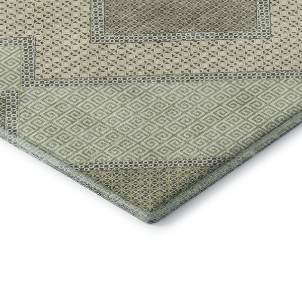 HomeRoots 9' X 12' Stylish Green and Gray Geometric Washable Area Rug with UV Protection for Easy Care 718297