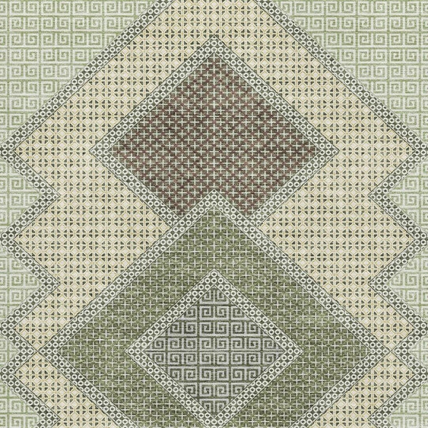 HomeRoots 9' X 12' Stylish Green and Gray Geometric Washable Area Rug with UV Protection for Easy Care 718297