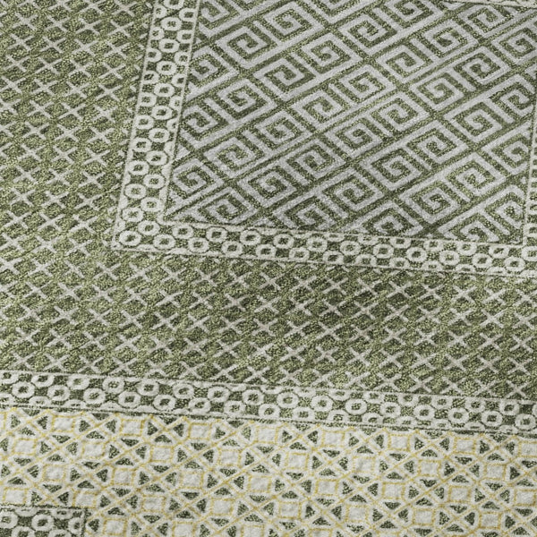 HomeRoots 9' X 12' Stylish Green and Gray Geometric Washable Area Rug with UV Protection for Easy Care 718297