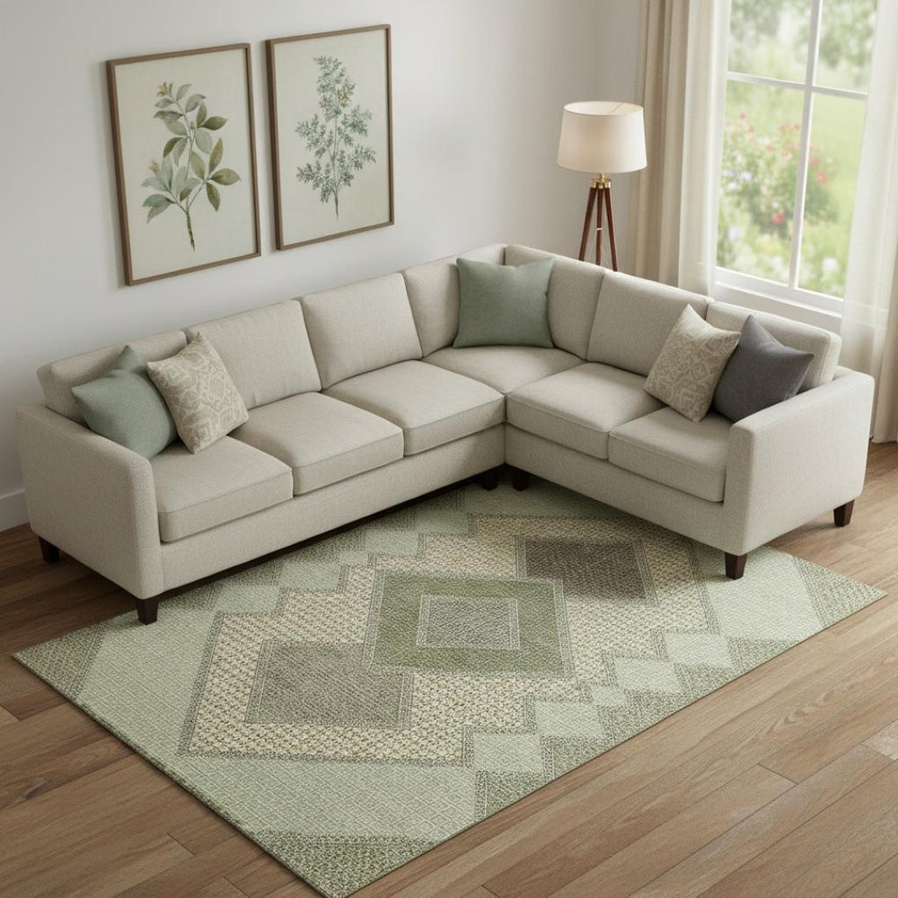 HomeRoots 9' X 12' Stylish Green and Gray Geometric Washable Area Rug with UV Protection for Easy Care 718297