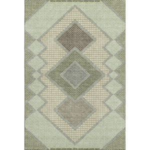 HomeRoots 10' x 14' Green and Gray Geometric Area Rug - Washable, UV Protected, Perfect for Modern Spaces! 718298