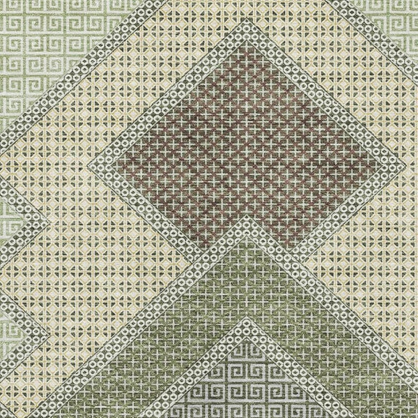 HomeRoots 10' x 14' Green and Gray Geometric Area Rug - Washable, UV Protected, Perfect for Modern Spaces! 718298