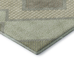 HomeRoots 10' x 14' Green and Gray Geometric Area Rug - Washable, UV Protected, Perfect for Modern Spaces! 718298