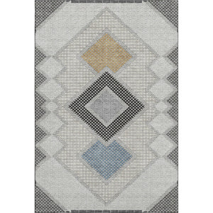 HomeRoots 5' X 8' Gray & Charcoal Geometric Area Rug – Washable, UV-Protected, Stain-Resistant, Durable Design! 718300
