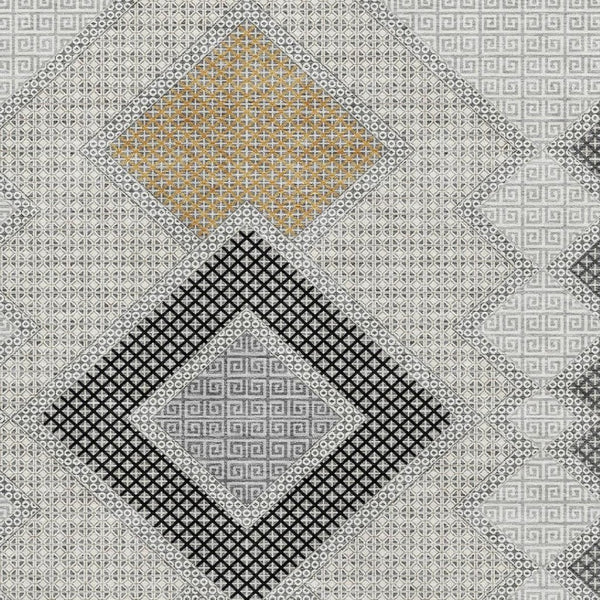 HomeRoots 5' X 8' Gray & Charcoal Geometric Area Rug – Washable, UV-Protected, Stain-Resistant, Durable Design! 718300