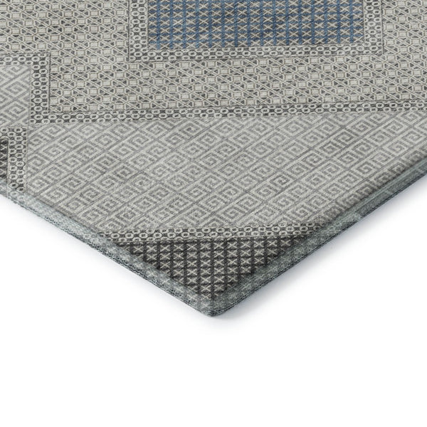 HomeRoots 5' X 8' Gray & Charcoal Geometric Area Rug – Washable, UV-Protected, Stain-Resistant, Durable Design! 718300