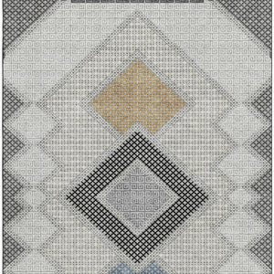 HomeRoots 5' X 8' Gray & Charcoal Geometric Area Rug – Washable, UV-Protected, Stain-Resistant, Durable Design! 718300