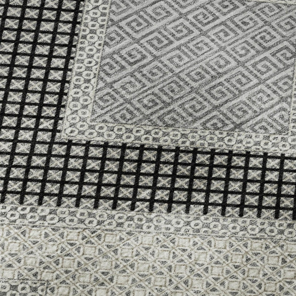 HomeRoots 5' X 8' Gray & Charcoal Geometric Area Rug – Washable, UV-Protected, Stain-Resistant, Durable Design! 718300