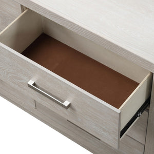 English Elm Dresser with Beveled Mirror Six Drawer Solid Acacia Light Gray Transitional Bedroom B2741S00859