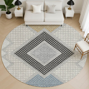 HomeRoots 8' X 10' Gray Geometric Washable Area Rug - Stain-Resistant, UV Protected, Modern Design for Any Room 718302
