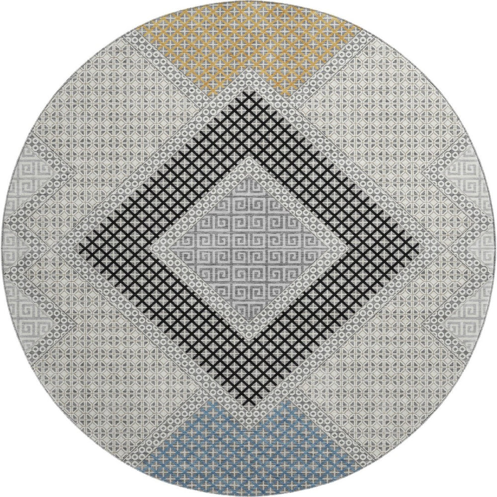 HomeRoots 8' X 10' Gray Geometric Washable Area Rug - Stain-Resistant, UV Protected, Modern Design for Any Room 718302