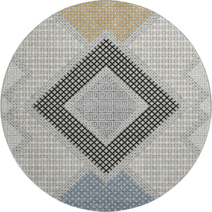 HomeRoots 8' X 10' Gray Geometric Washable Area Rug - Stain-Resistant, UV Protected, Modern Design for Any Room 718302