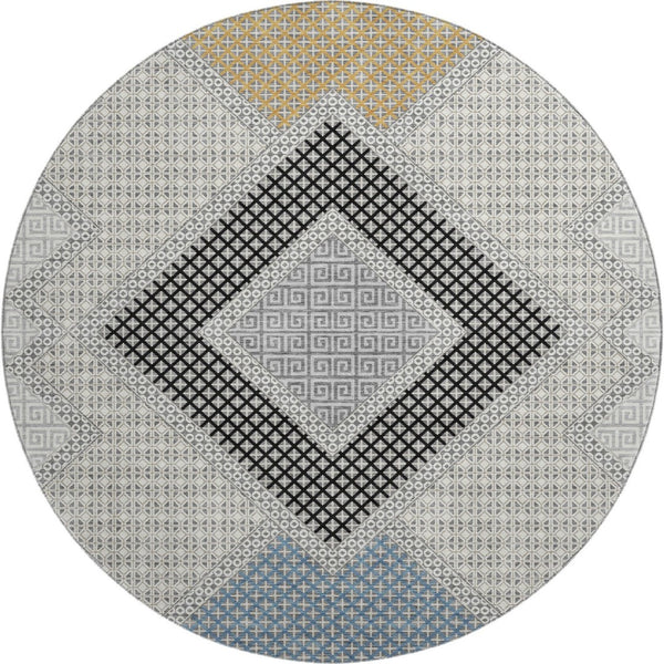 HomeRoots 8' X 10' Gray Geometric Washable Area Rug - Stain-Resistant, UV Protected, Modern Design for Any Room 718302
