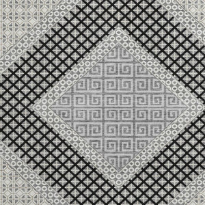 HomeRoots 8' X 10' Gray Geometric Washable Area Rug - Stain-Resistant, UV Protected, Modern Design for Any Room 718302