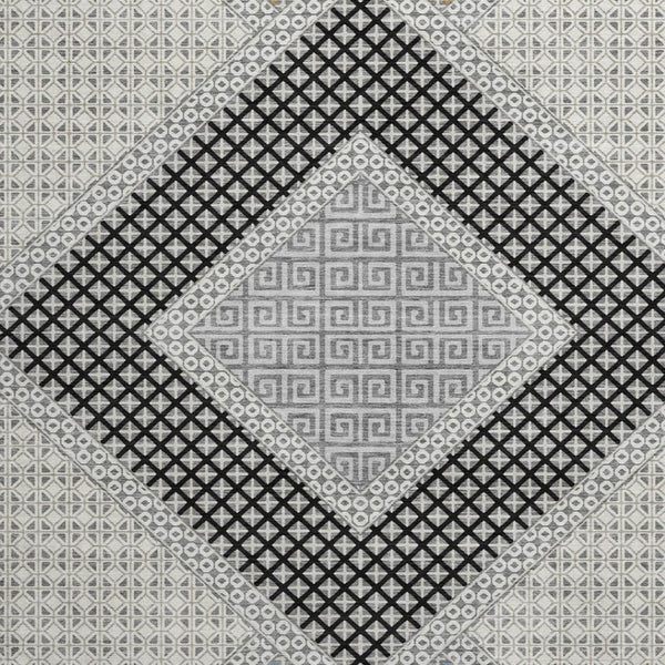 HomeRoots 8' X 10' Gray Geometric Washable Area Rug - Stain-Resistant, UV Protected, Modern Design for Any Room 718302