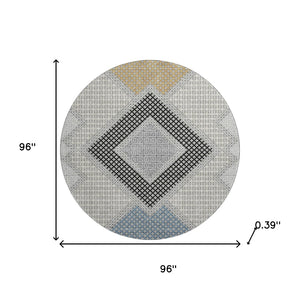 HomeRoots 8' X 10' Gray Geometric Washable Area Rug - Stain-Resistant, UV Protected, Modern Design for Any Room 718302