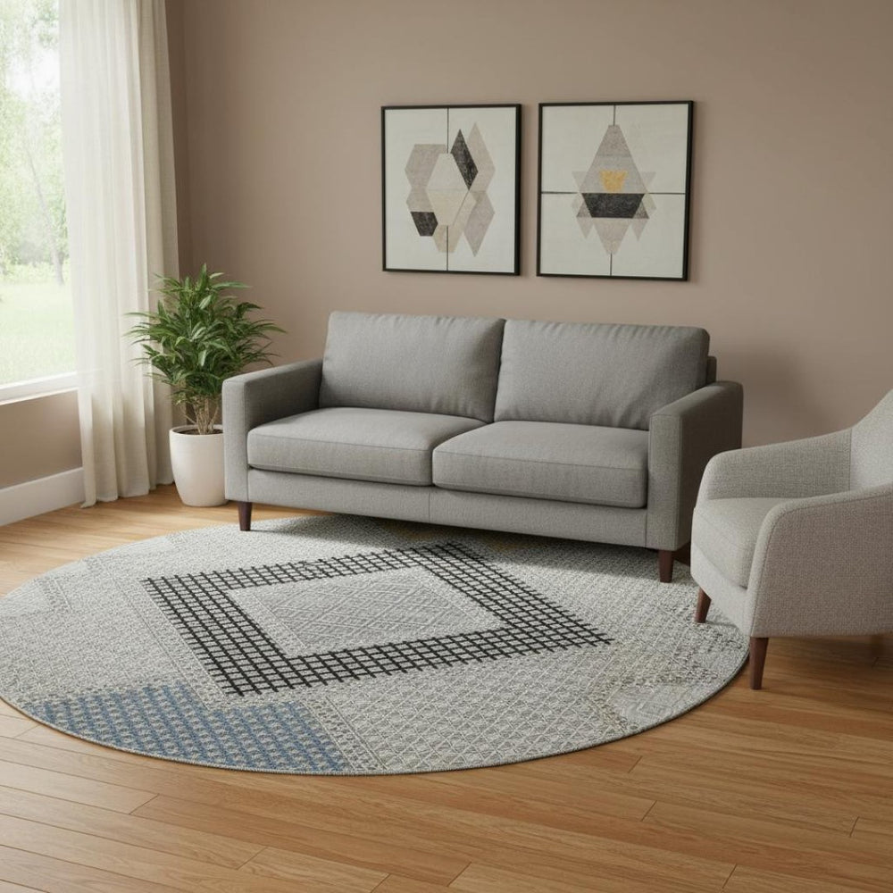 HomeRoots 8' X 10' Gray Geometric Washable Area Rug - Stain-Resistant, UV Protected, Modern Design for Any Room 718302