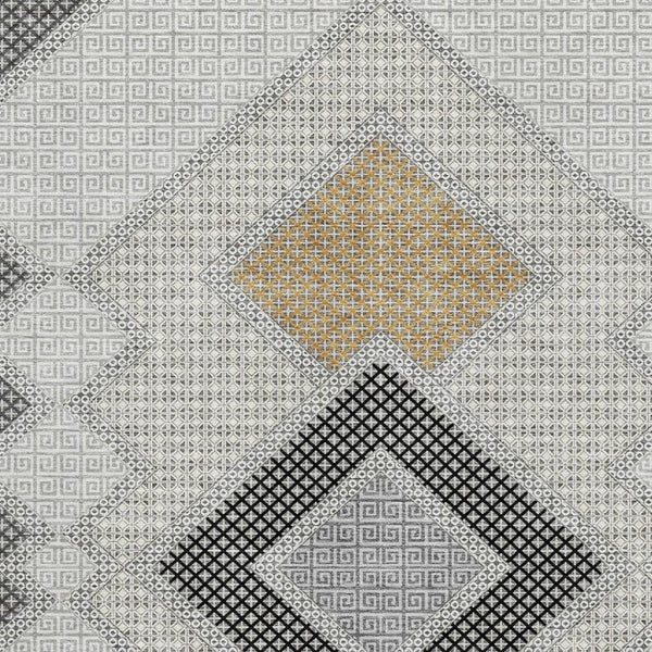 HomeRoots 10' X 14' Gray and Charcoal Geometric Washable Area Rug - Durable, UV-Protected, Pet-Friendly Design! 718304