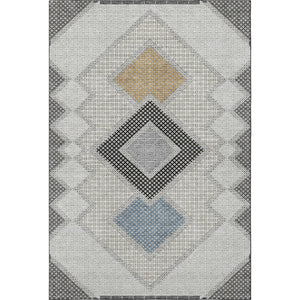 HomeRoots 10' X 14' Gray and Charcoal Geometric Washable Area Rug - Durable, UV-Protected, Pet-Friendly Design! 718304