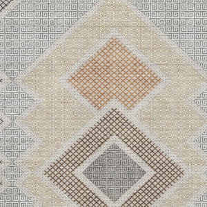 HomeRoots 5' X 8' Modern Pewter & Copper Geometric Area Rug - Washable, Stain-Resistant, UV-Protected Design! 718306