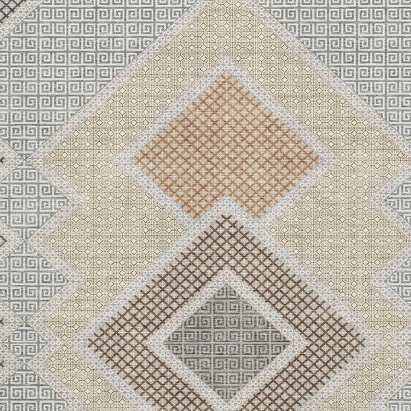 HomeRoots 5' X 8' Modern Pewter & Copper Geometric Area Rug - Washable, Stain-Resistant, UV-Protected Design! 718306