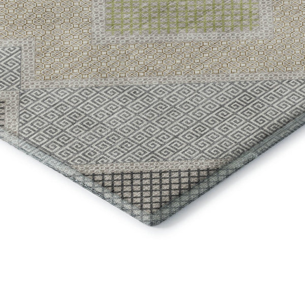 HomeRoots 5' X 8' Modern Pewter & Copper Geometric Area Rug - Washable, Stain-Resistant, UV-Protected Design! 718306