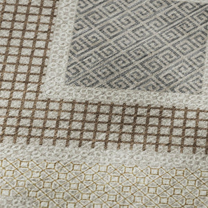 HomeRoots 5' X 8' Modern Pewter & Copper Geometric Area Rug - Washable, Stain-Resistant, UV-Protected Design! 718306