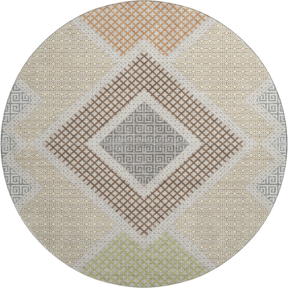 HomeRoots 8' X 10' Contemporary Pewter & Copper Geometric Area Rug with UV Protection - Easy Care & Durable 718308