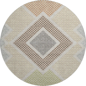 HomeRoots 8' X 10' Contemporary Pewter & Copper Geometric Area Rug with UV Protection - Easy Care & Durable 718308