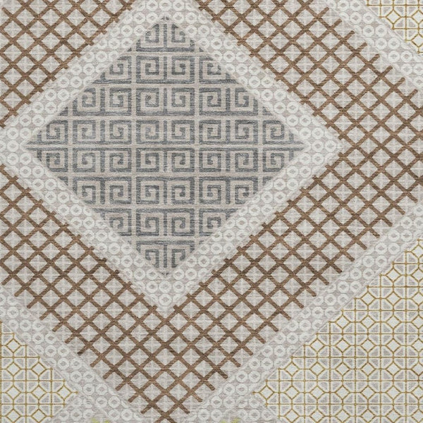 HomeRoots 8' X 10' Contemporary Pewter & Copper Geometric Area Rug with UV Protection - Easy Care & Durable 718308