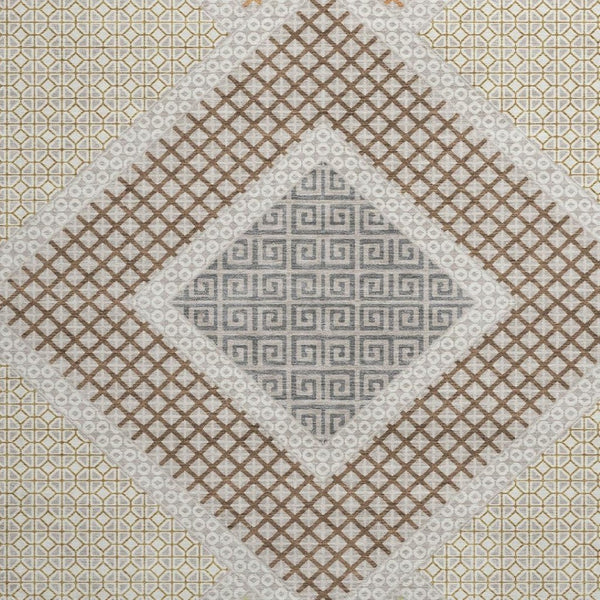 HomeRoots 8' X 10' Contemporary Pewter & Copper Geometric Area Rug with UV Protection - Easy Care & Durable 718308