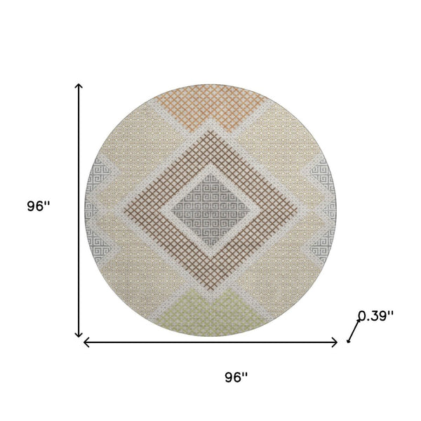 HomeRoots 8' X 10' Contemporary Pewter & Copper Geometric Area Rug with UV Protection - Easy Care & Durable 718308