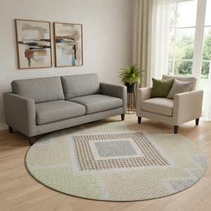 HomeRoots 8' X 10' Contemporary Pewter & Copper Geometric Area Rug with UV Protection - Easy Care & Durable 718308