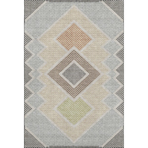 HomeRoots 9' X 12' Contemporary Pewter & Copper Geometric Area Rug – Washable, UV-Protected, Durable Design 718309