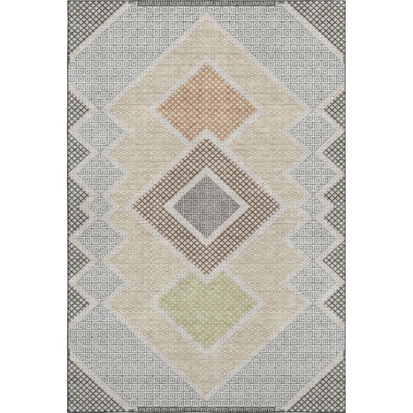 HomeRoots 9' X 12' Contemporary Pewter & Copper Geometric Area Rug – Washable, UV-Protected, Durable Design 718309