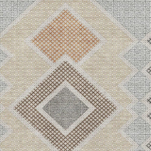 HomeRoots 9' X 12' Contemporary Pewter & Copper Geometric Area Rug – Washable, UV-Protected, Durable Design 718309