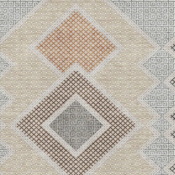 HomeRoots 9' X 12' Contemporary Pewter & Copper Geometric Area Rug – Washable, UV-Protected, Durable Design 718309