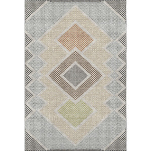 HomeRoots 9' X 12' Contemporary Pewter & Copper Geometric Area Rug – Washable, UV-Protected, Durable Design 718309