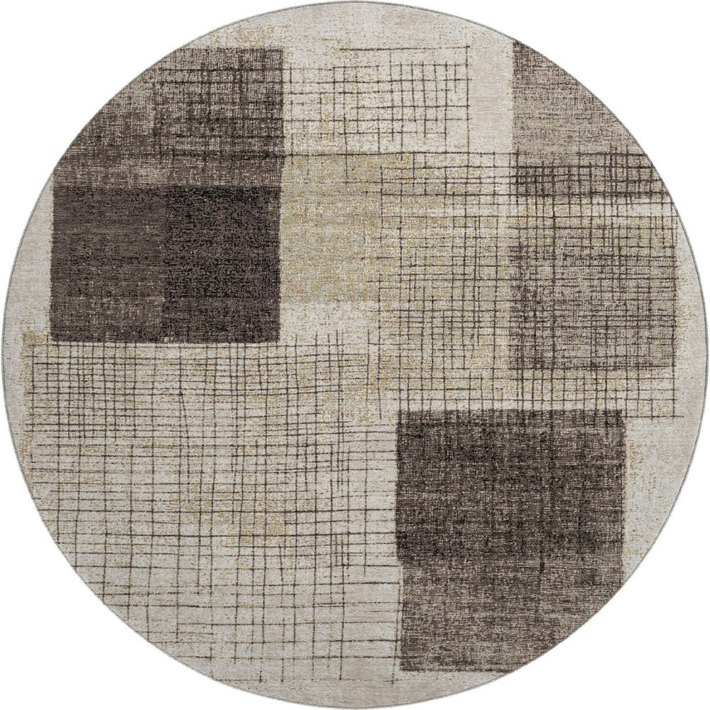 HomeRoots 8' X 10' Brown & Taupe Geometric Washable Area Rug - Durable, UV Protected & Stain Resistant Design 718314