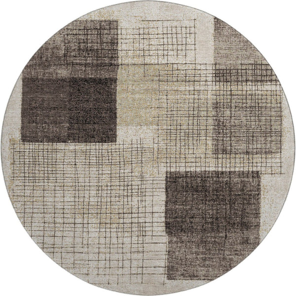 HomeRoots 8' X 10' Brown & Taupe Geometric Washable Area Rug - Durable, UV Protected & Stain Resistant Design 718314