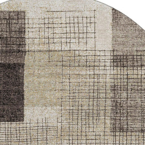 HomeRoots 8' X 10' Brown & Taupe Geometric Washable Area Rug - Durable, UV Protected & Stain Resistant Design 718314