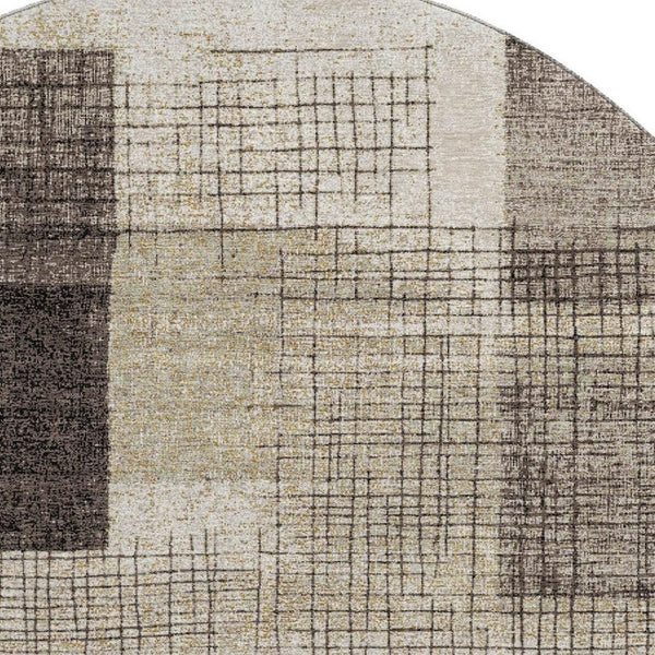 HomeRoots 8' X 10' Brown & Taupe Geometric Washable Area Rug - Durable, UV Protected & Stain Resistant Design 718314