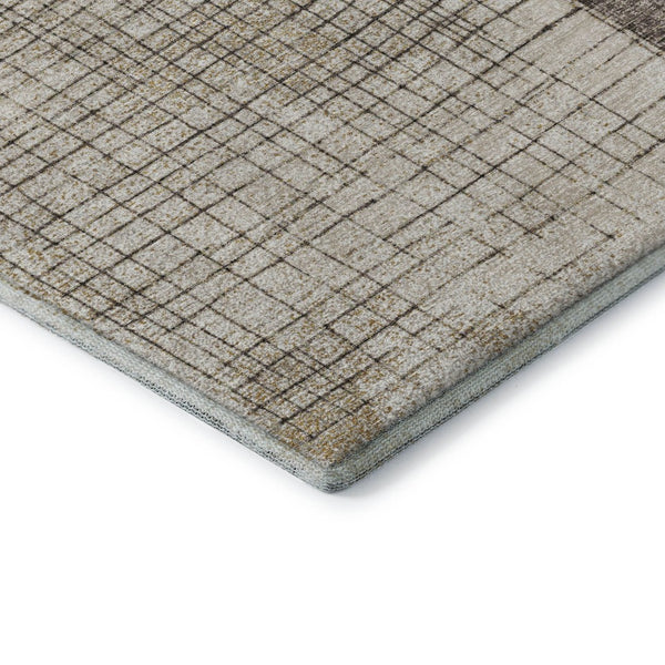 HomeRoots 8' X 10' Brown & Taupe Geometric Washable Area Rug - Durable, UV Protected & Stain Resistant Design 718314