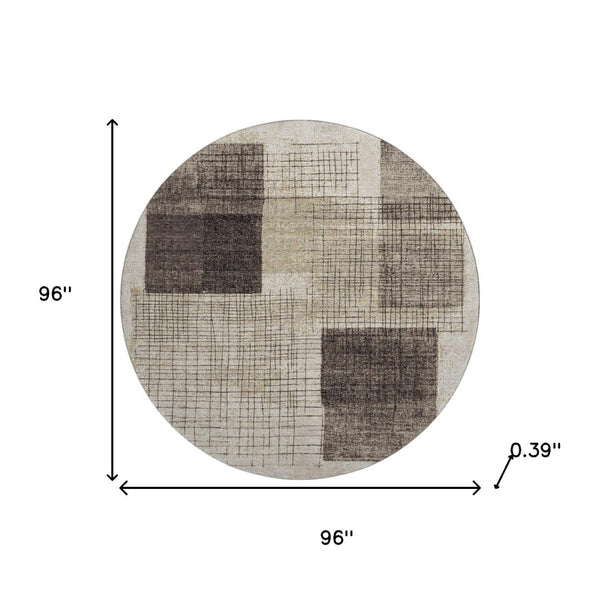 HomeRoots 8' X 10' Brown & Taupe Geometric Washable Area Rug - Durable, UV Protected & Stain Resistant Design 718314