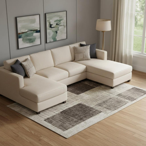 HomeRoots 9' X 12' Geometric Area Rug in Brown & Taupe – Washable, UV Protected, Perfect for High-Traffic Homes 718315