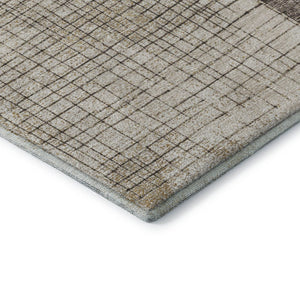 HomeRoots 10' X 14' Brown and Taupe Geometric Area Rug - Washable, UV Protected, Durable for Modern Living Spaces 718316