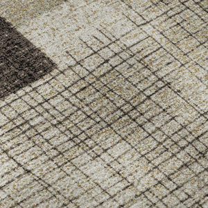 HomeRoots 10' X 14' Brown and Taupe Geometric Area Rug - Washable, UV Protected, Durable for Modern Living Spaces 718316
