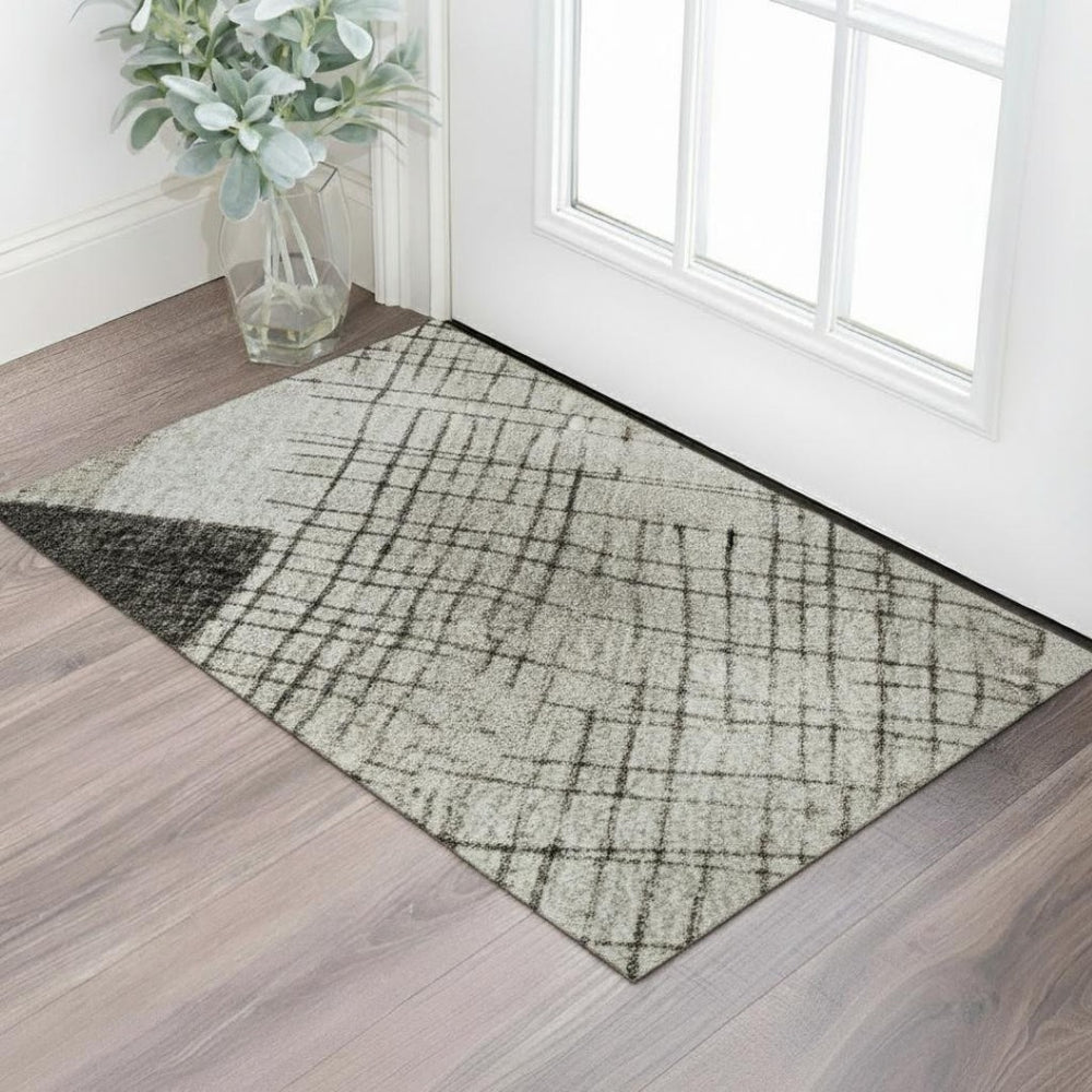 HomeRoots 5' X 8' Ivory and Gray Geometric Area Rug - Stylish, Washable, Durable with UV Protection for All Homes 718318